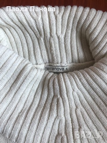 Плетено бяло поло с къс ръкав Terranova, снимка 2 - Блузи с дълъг ръкав и пуловери - 31056095