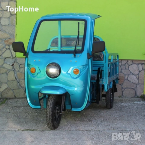 Електрическа Селскостопанска Триколка с Покрив 2000W СИНЯ