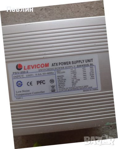 Захранване LEVICOM 450W, снимка 2 - Захранвания и кутии - 42133826