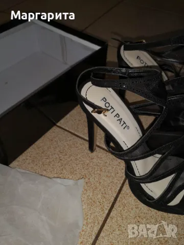 Нови черни официални сандали Poti Pati с мрежичка, снимка 2 - Сандали - 49968680