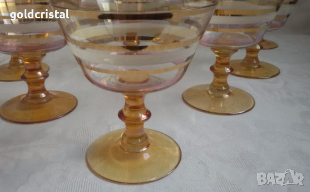 Ретро стъклени чаши цветно чешко стъкло , снимка 5 - Антикварни и старинни предмети - 18918873