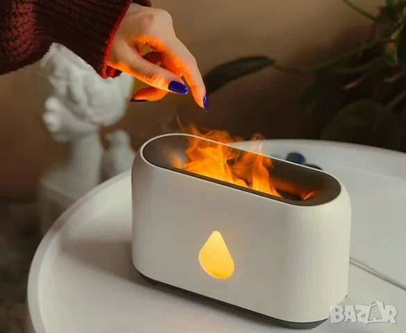 Дифузер овлажнител за въздух нощна лампа камина с имитация на огън