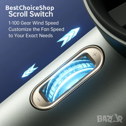 Преносим вентилатор Регулируема скорост 1-100 Турбо Презареждаем 3600mAh Дигитален дисплей, снимка 9 - Вентилатори - 54088152