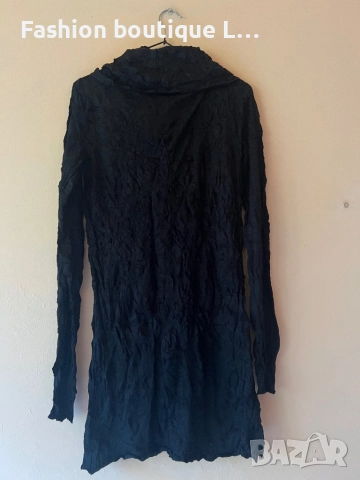 Черна рокля с дълъг ръкав и голямо широко поло S размер 🖤, снимка 5 - Рокли - 52278627