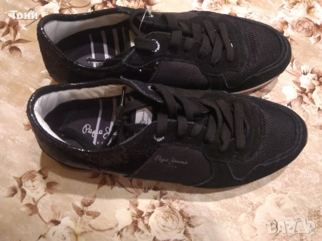 PEPE JEANS LONDON Оригинал Нови Дамски Маратонки Изцяло от Натурален Велур 39