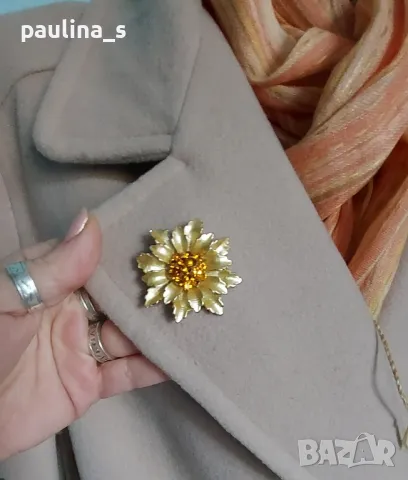 Вълнено Бежово палто "C&A" и аксесоар с бижу / голям размер , снимка 11 - Палта, манта - 48000303