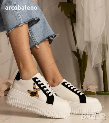 Дамски ниски кецове, украсени с брокат и звезда Taleda, 2цвята , снимка 9 - Кецове - 49556404