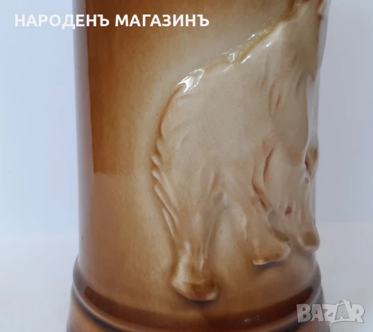 DITMAR URCACH - ЧЕХОСЛОВАКИЯ - Голяма порцеланова халба с релефно изображение на полярна мечка кана , снимка 6 - Други ценни предмети - 51108020