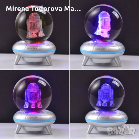 3D кристална топка LED,Goku,Star Wars R2-D2,Darth Vader,Harley Quinn,, снимка 5 - Настолни лампи - 35243801