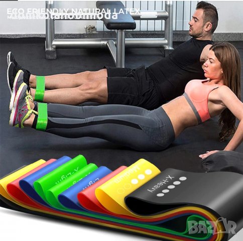 Ластик за тренировка 60 сантиметра, С различно съпротивление , снимка 4 - Фитнес уреди - 31246148