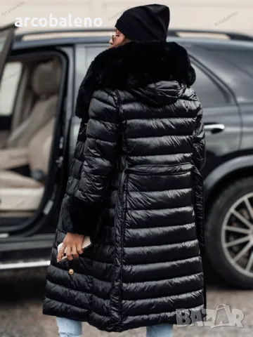 Дамско черно ватирано зимно палто HORIZON , снимка 4 - Якета - 48506527