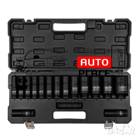 Комплект дълбоки ударни вложки 6-стенни 1/2″ (10 – 36 мм) 15 части JCB, снимка 3 - Други инструменти - 53884189