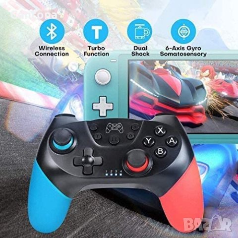 Безжичен контролер джойпад N-SL за Nintendo Switch конзола и компютър, поддържа жироскопска ос, снимка 3 - Аксесоари - 35406174