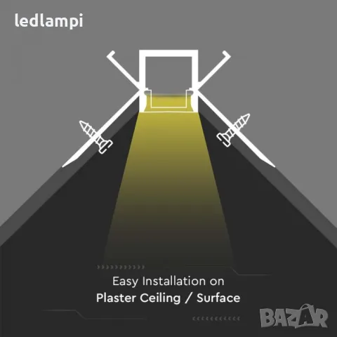 Алуминиев Профил За Вграждане Вътрешен Ъгъл 2000x45.4x25.14mm MILKY, снимка 3 - Лед осветление - 50303597