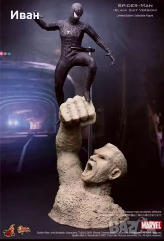 Hot Toys Spider-Man 3 (Black Suit) Deluxe 1/6th/ Спайдър - мен симбиотичен лукс издание, снимка 8 - Колекции - 47223401