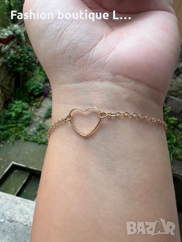 Златиста гривна със сърце ❤️, снимка 6 - Гривни - 52377975