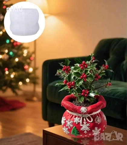 3D Коледен чувалче зимен коледен силиконов молд форма смола гипс свещ щоколад декор, снимка 4 - Форми - 52645657