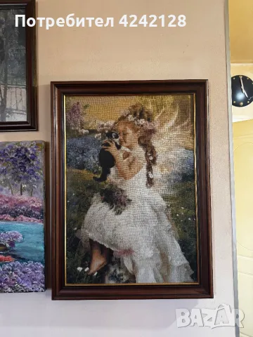 Ангелче и коте, снимка 2 - Гоблени - 49607890