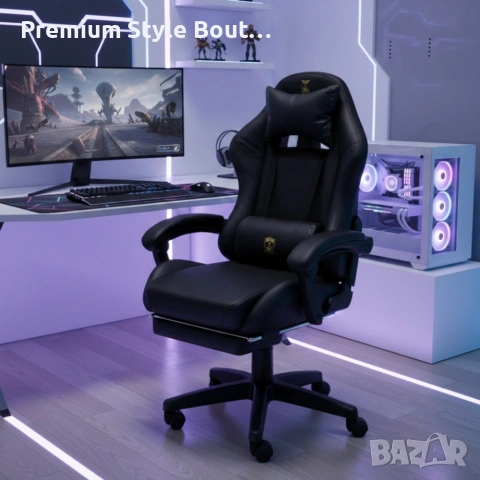 Премиум геймърски стол с масажна функция, поставка за крака и ергономична метална рамка, снимка 3 - Столове - 54154145