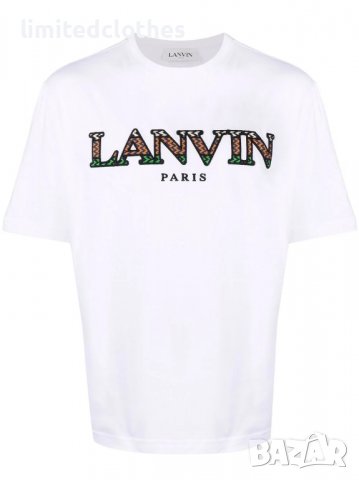 LANVIN White Embroidered Logo Мъжка Тениска size S, снимка 2 - Тениски - 37170551