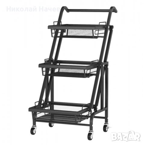 Мобилнa сгъваемa металнa кухненска етажерка / помощна количка HW006A, снимка 3 - Маси - 36652266