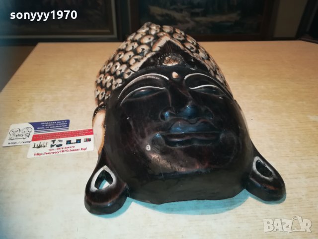 ГОЛЯМА маска стенна от дърво Буда декорирана 0311202206, снимка 17 - Колекции - 30664495