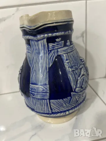 Винтидж керамична кана с кобалтово синя глазура внос Австрия, снимка 3 - Антикварни и старинни предмети - 48153658