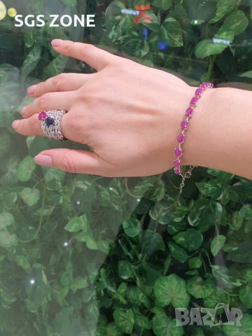 СРЕБЪРЕН ДВОЕН ПРЪСТЕН С САПФИР, снимка 7 - Пръстени - 52397340