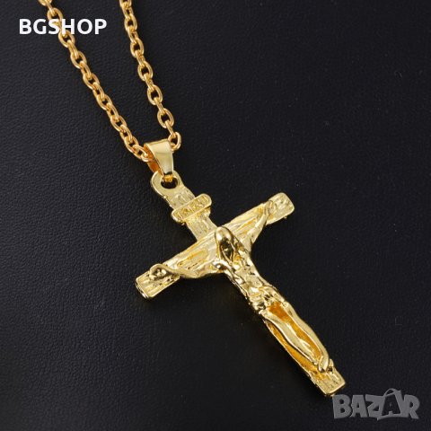 Кръстче от Медицинска стомана - Христос - Златисто, снимка 5 - Колиета, медальони, синджири - 31213387