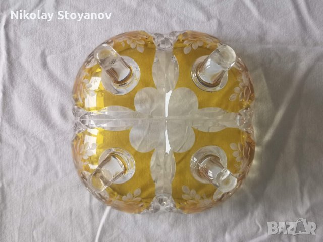 Кристална купа от 20-те години на 20-ти век - Бохемия, снимка 3 - Антикварни и старинни предмети - 31106792