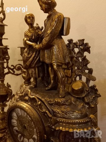 Масивен бронзов механичен часовник, снимка 3 - Декорация за дома - 38791362