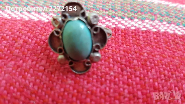 Сребърен пръстен с камък, снимка 3 - Антикварни и старинни предмети - 49314699