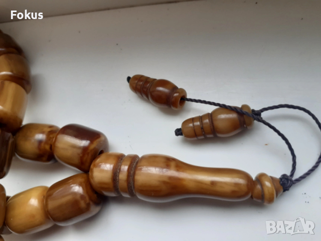 Красива стара броеница от каталин бакелит 33 + поп, снимка 4 - Антикварни и старинни предмети - 54070654