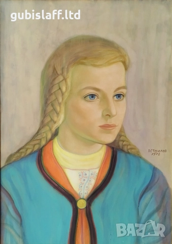 Картина "Селско момиче", 1978 г., проф. В. Стоилов (1904-1990), снимка 2 - Картини - 51883313