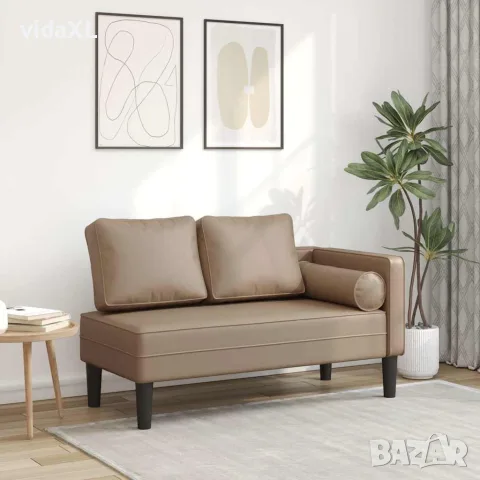 vidaXL Кушетка с възглавници, капучино, изкуствена кожа, снимка 2 - Кушетки - 56147453