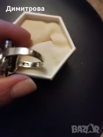 Сребърен пръстен с аметист и висулка Michael Cors, снимка 5 - Пръстени - 53927164