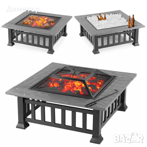 Барбекю 3в1 маса Fire Pit BBQ, ледарка, огнище за външна тераса скара, снимка 4 - Скари - 54266730