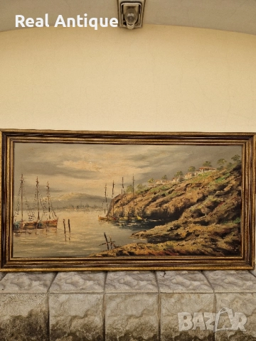 Страхотна антикварна майсторска авторска картина масло върху платно , снимка 3 - Антикварни и старинни предмети - 51686755