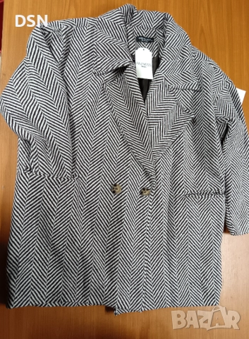 Палто кашет с дизайн на рибена кост, снимка 3 - Палта, манта - 52734997