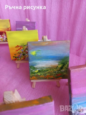 Авторски мини картини тема есен ,цена 10лв -картина и статив и големи картини , снимка 14 - Картини - 38707244