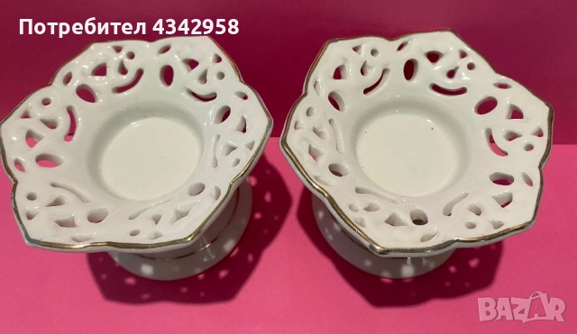 Два немски порцеланови винтидж свещника ., снимка 3 - Антикварни и старинни предмети - 53232426