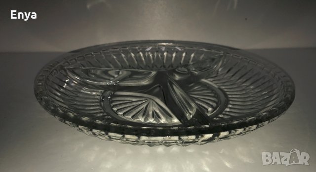 Стъклена чиния ( поднос ) с 3 прегради - за ордьовър или ядки, снимка 3 - Чинии - 34419065