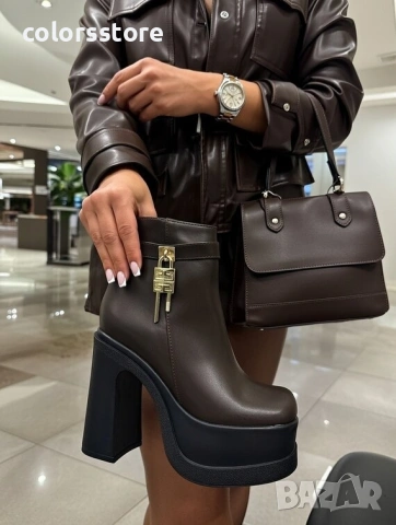 Боти на ток - кафява кожа - DT25 