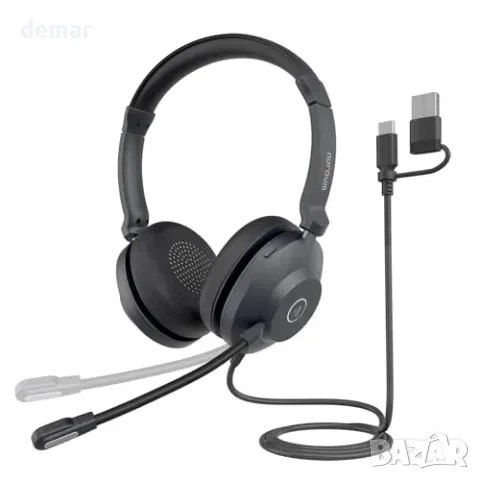 Кабелни слушалки NUROUM HP21 с два микрофона, USB-A/USB-C и заглушаване, снимка 2 - Слушалки и портативни колонки - 56228573