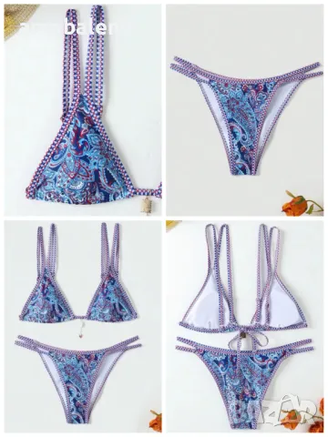 Нов дамски секси бански костюм с презрамки с флорален принт Пейсли, 6цвята , снимка 5 - Бански костюми - 50044893