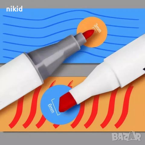 12 цвята Двустранни перманентни маркери алкохолни  двувърхи, снимка 2 - Други - 39042369