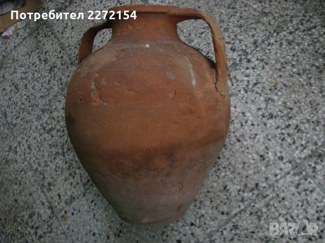 Стара керамична делва амфора с капак, снимка 4 - Антикварни и старинни предмети - 35028367