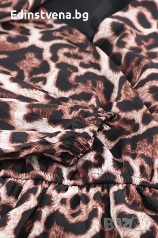 Дамска рокля с леопардов десен и асиметрична кройка, снимка 12 - Рокли - 40544146