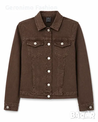 Дамско дънково яке 7123 – Chocolate Brown, снимка 2 - Якета - 55911915