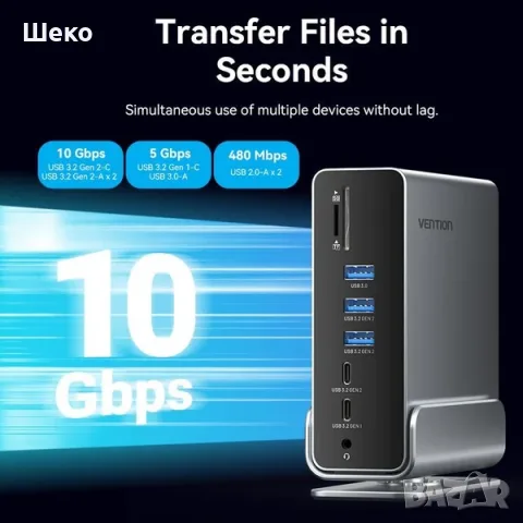 сериозна Vention 15-in-1 USB-C MST Docking Station, модел TPUHO, снимка 6 - Кабели и адаптери - 56259070